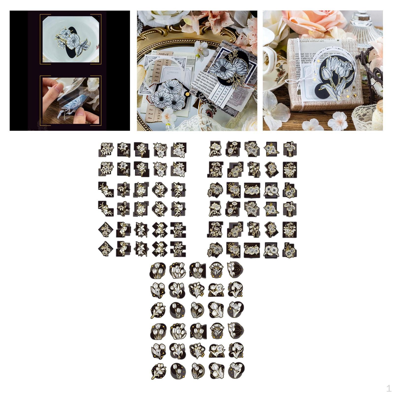 

90 шт. Цветочные наклейки для ручного учета, Лилии и хризантемы, Тюльпаны