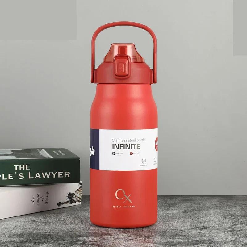 Stor Kapacitet Termosflaska Rostfritt Stål Termos Vattenflaska Kall Och Varm Tumbler Bärbar Vakuumkolv Kopp Utomhusmugg NY