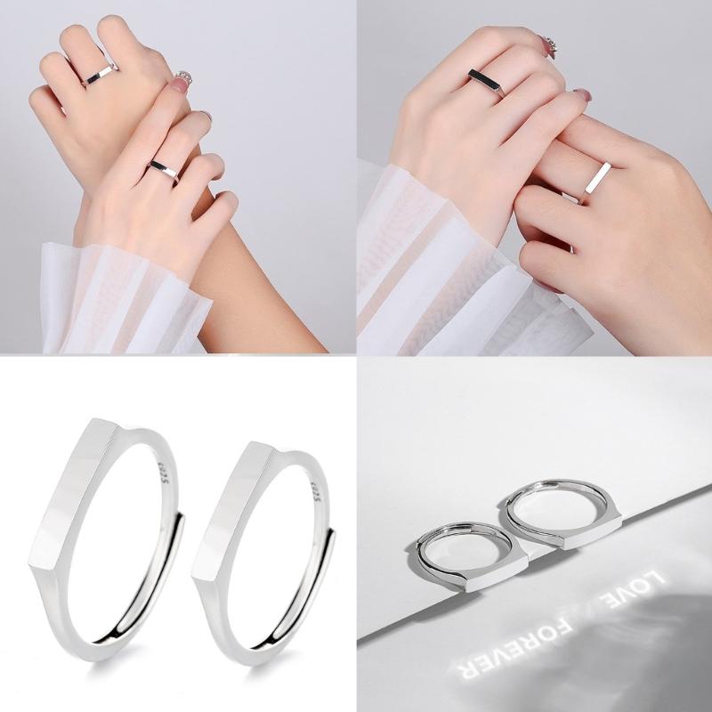 Stylish Sterling Silver Couple Rings Adornment Stylish Message Projection Rings Adjustable Rings In Sterling Silver