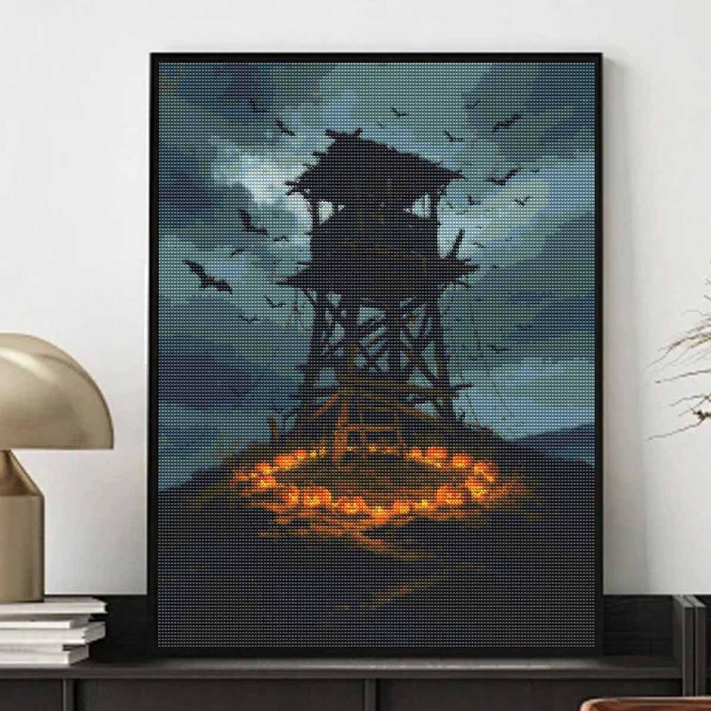 Halloween pumpkin watchtower diamond painting kit handmade diy painting home decoration painting