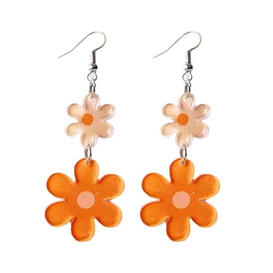 1 пара женских висячих серег с цветами 2D акриловые серьги-крючки с цветами Гипоаллергенные легкие серьги-подвески с цветами Модные украшения