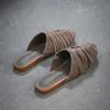 Johnature Tassel Fashion Flat Slippers Cow Suede Lightweight Comfortable And Versatile Women's Slip-on Shoes