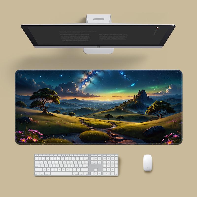Extra Large Washable Mouse Pad - Aurora Landscape & Sunset Clouds Design, Thickened for Office and Gaming Desks