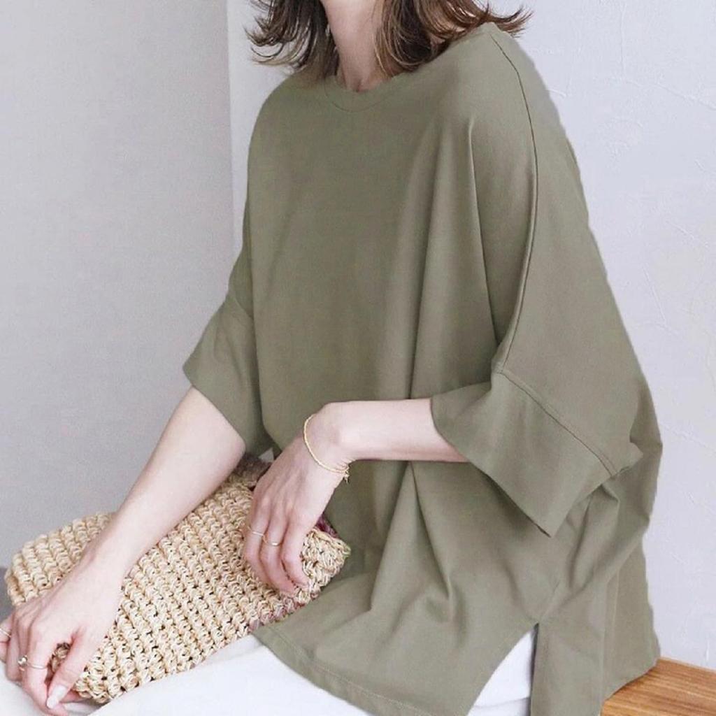 Dolman Cotton Tops Cut and Sew Short Sleeve Spring Summer Spring Summer Loose Stylish Thin Plain 2XL XXL 3L 2XL Size XXL Size 3L Size Cut and Sew Cut