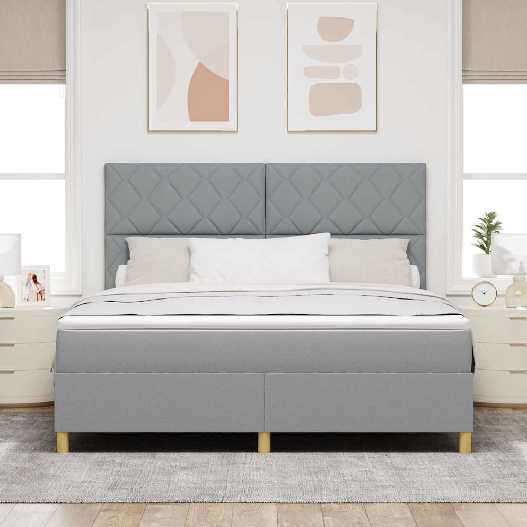 Box Spring Bed with Headboard Light Gray 180 x 200 cm Fabric