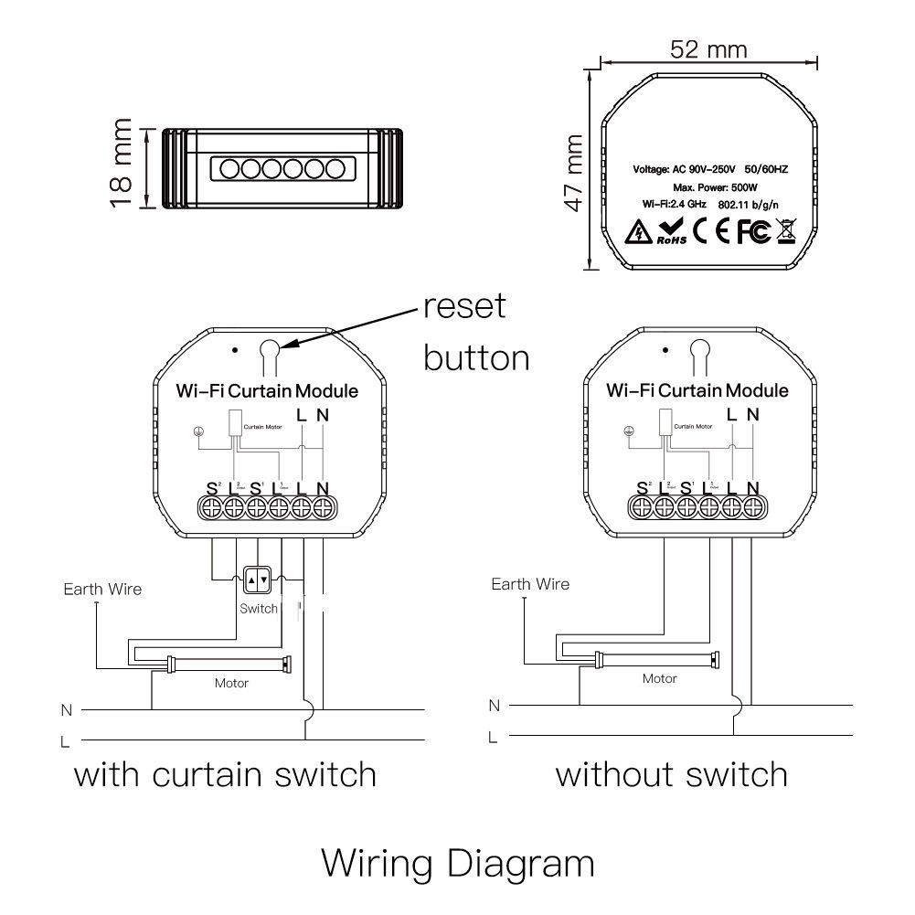Graffiti Smart WiFi Curtain Switch with Remote Timer & Alexa Compatibility