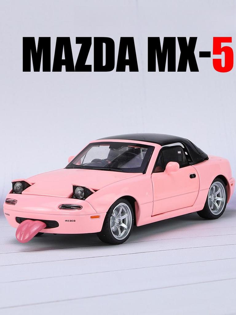 1/32 Mazda Mx-5 Miniatura Fundición a Presión Miata Roadster Coche de Juguete Modelo Sonido y Luz Puertas Abatibles Colección Regalo Para Niños Niño Niño