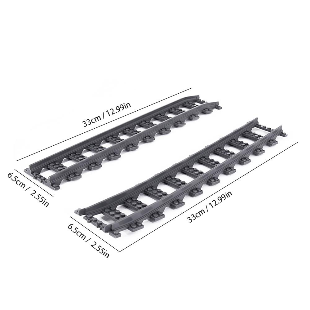 City train track expansion set, straight track, curved track, branch track, DIY assembly building block toy accessories