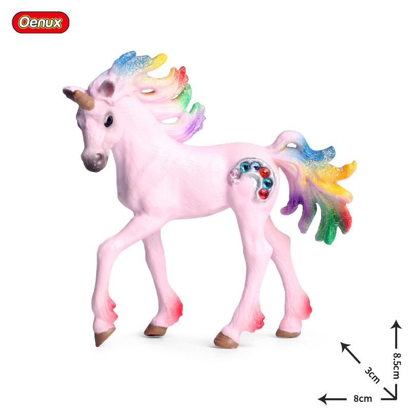 Oenux Original Genuine Fairy Tale Fly Horse Simulation Animal Mythical Elves Elf Pegasus Action Figures Model PVC Cute Kids Toy
