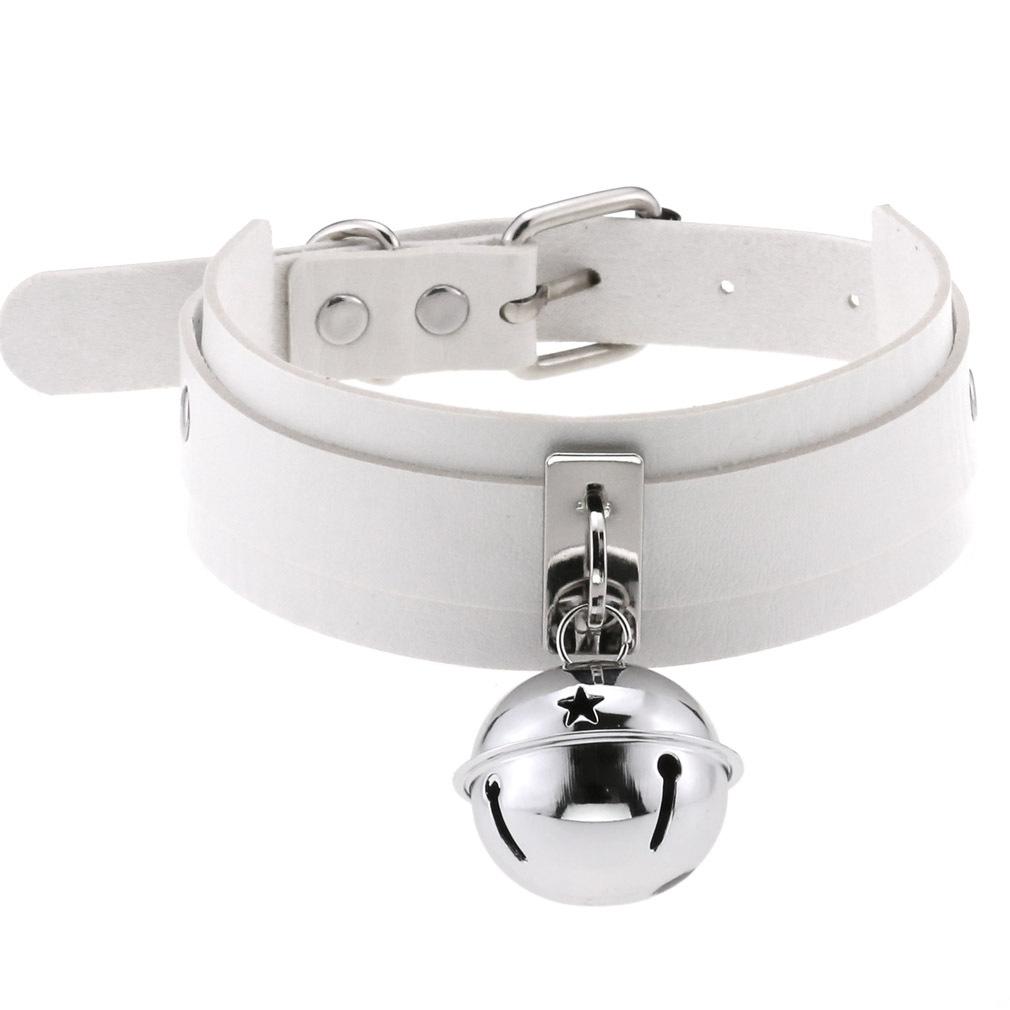 DIEZI Harajuku Bílý PU Kožený Kroužkový Choker Náhrdelník Pro Ženy Muže Vintage Gotický Hip Hope Nastavitelný Límcový Náhrdelník Šperky