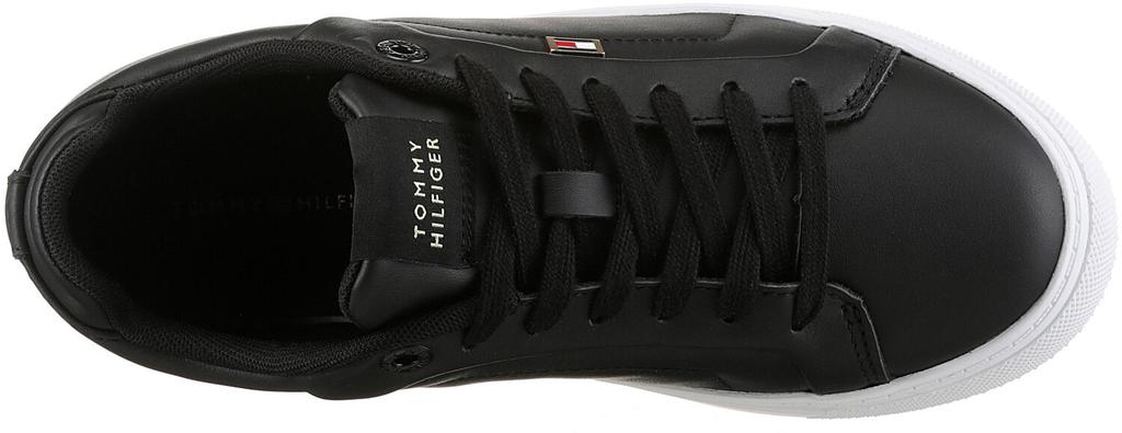 Tommy Hilfiger Court Sneaker Icon Flag Sneakers In Black Leather