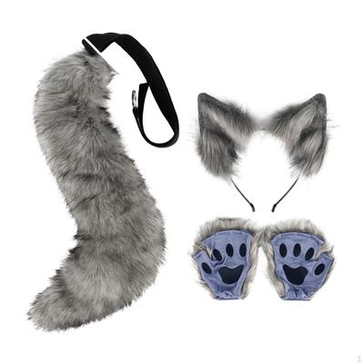 Set Orecchie e Coda da Animale Orecchie da Gatto Lunghe per Forniture per Feste in Discoteca