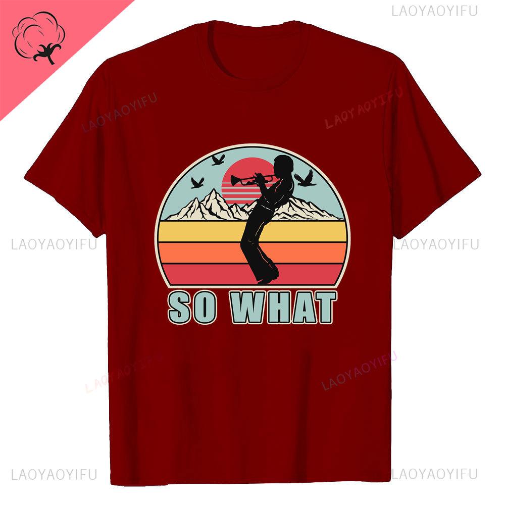 Retro Miles Davis Trumpet T Shirts Casual Tee Shirt Blue Music Gift Short Sleeve Oneck Novelty Funny Printed Classical TShirt