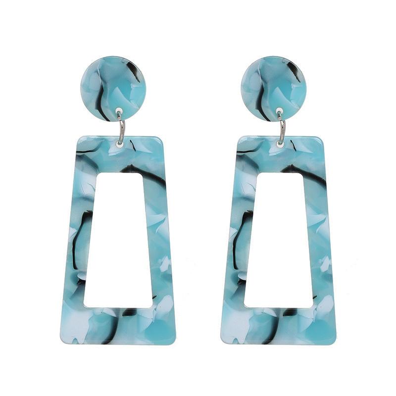 New Fashion Trapezoid Women's Dangle Earrings Leopard Print Acrylic Acetic Acid Sheet Geometric Circle Square Long Drop Earrings