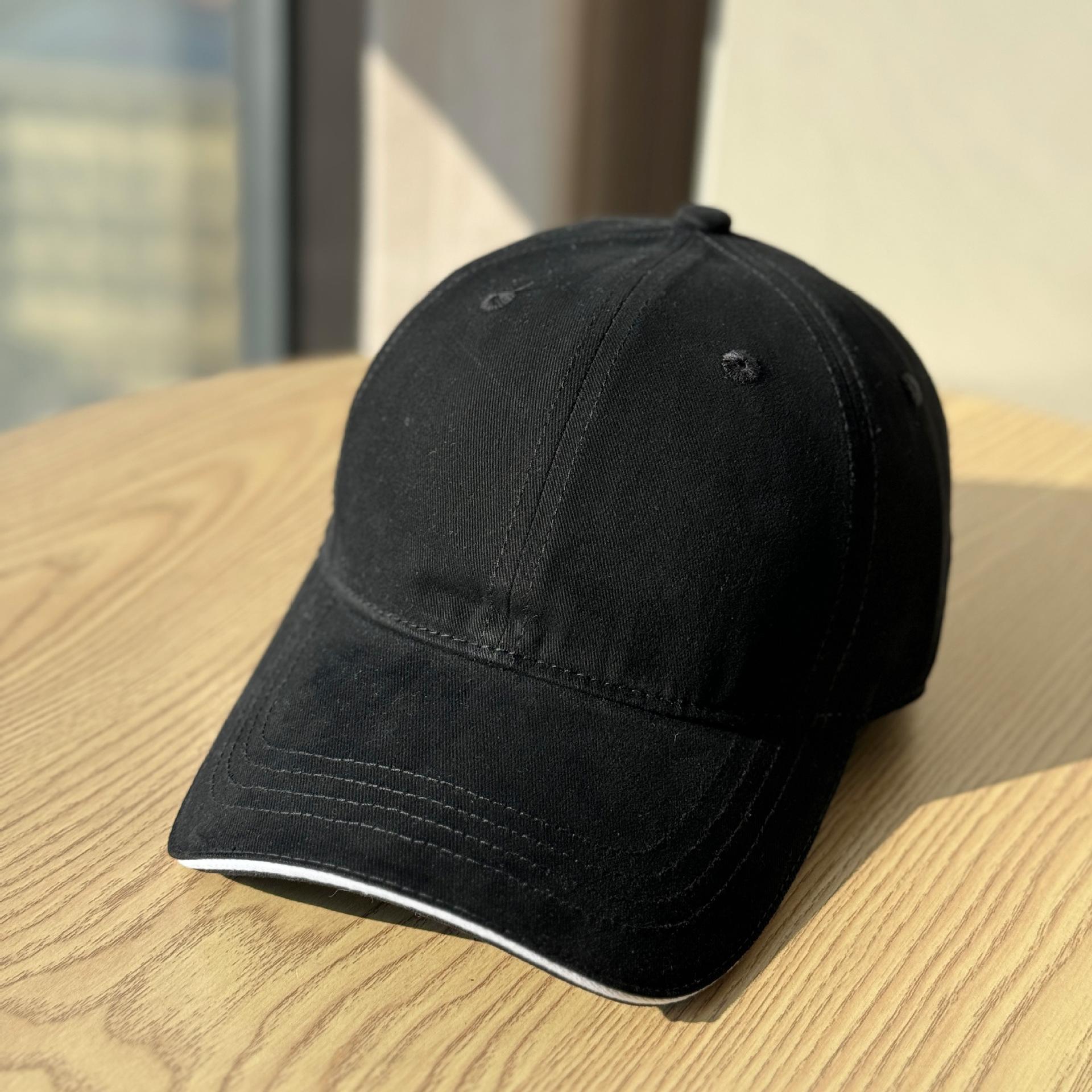 

New style large head circumference soft-top baseball cap for women, versatile sports hat for men, makes the face look smaller, wide-brimmed duckbill Adult54-60Adjustable чёрный