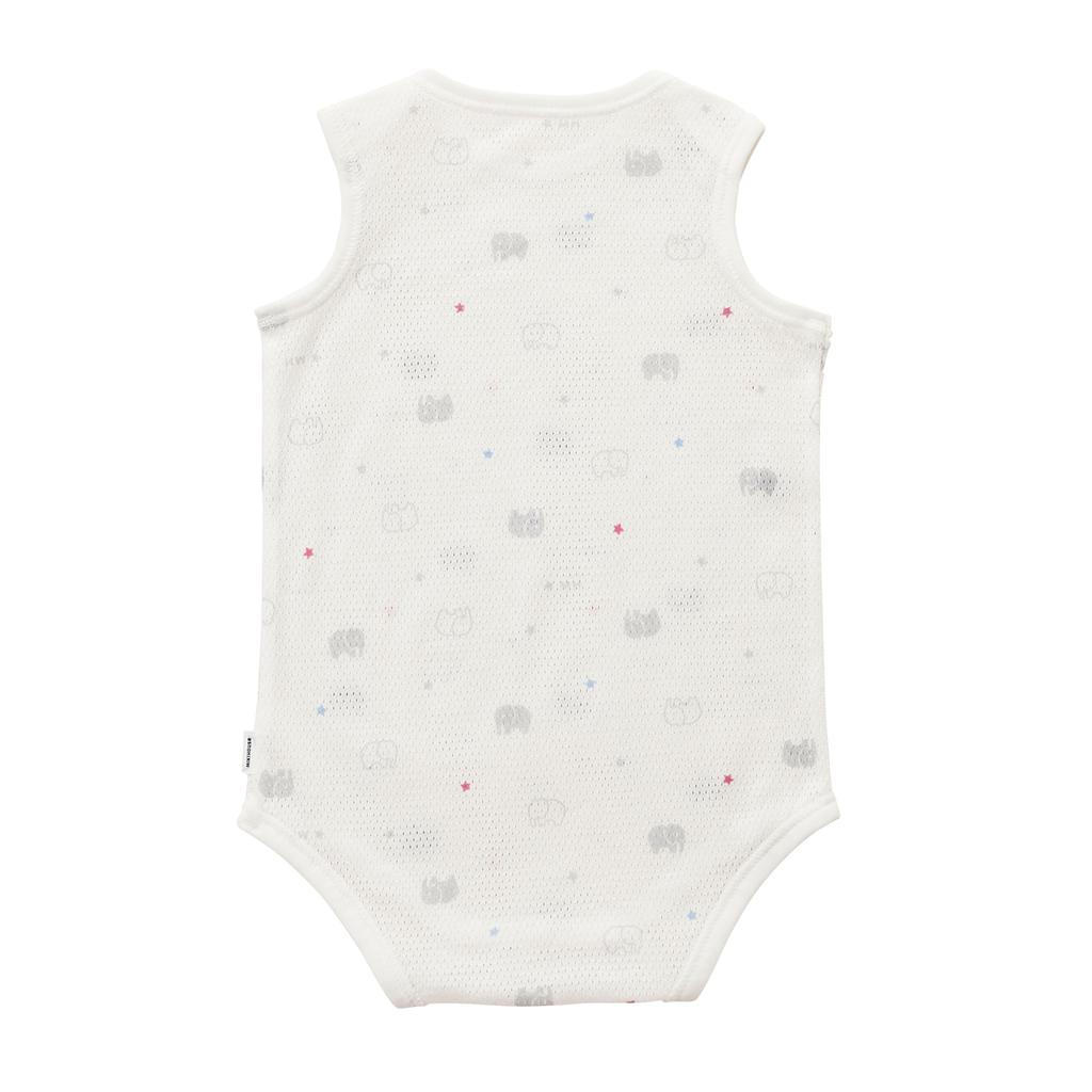 MIKI HOUSE Ärmelloses Baby Made in für Jungen und Babygröße Unterhemd, Allover-Druck, 100% Baumwolle, Japan, Mädchen, Kleidung, Kinderkleidung, 80cm, Grau,