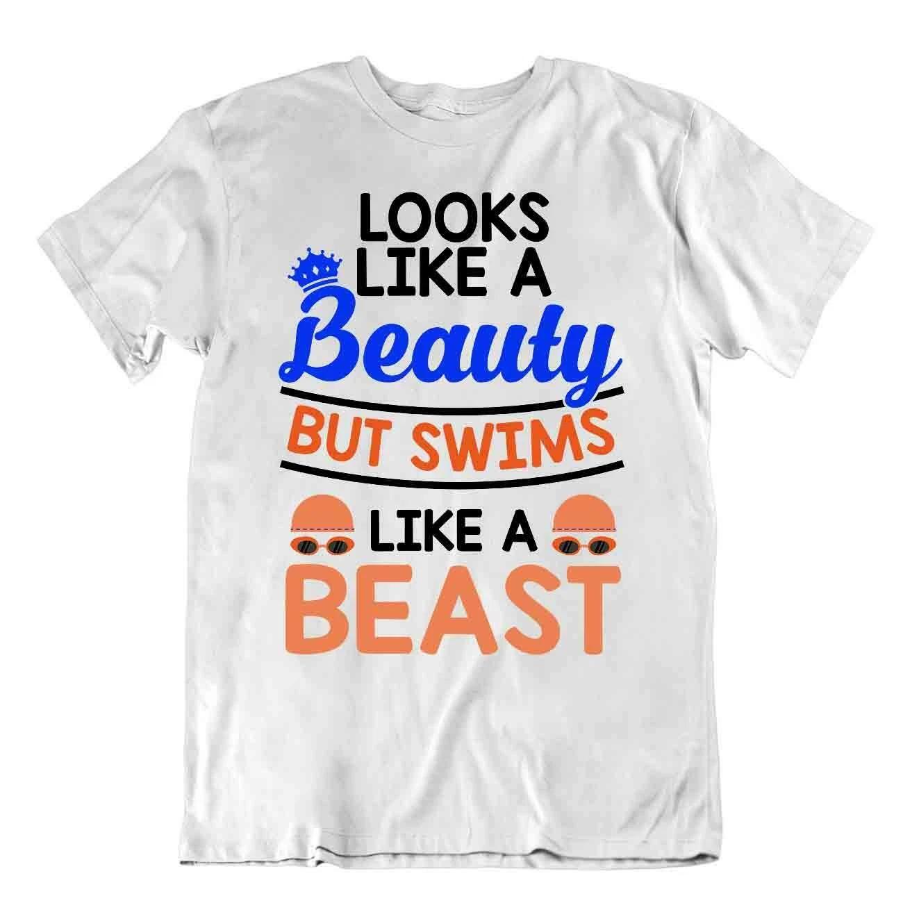 Beauty And Swim Shirt Sporting Hobby Tshirt Novelty Slogan Nerd Tee M