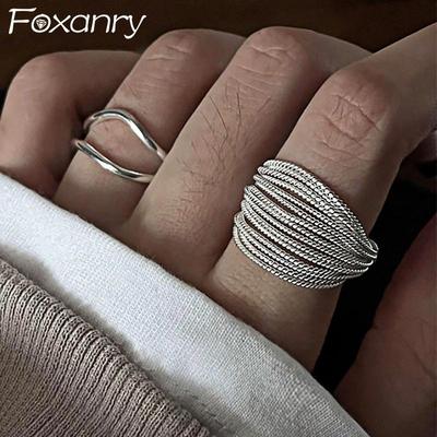 Minimalistische Ringe für Frauen, neue Mode, kreativ, mehrschichtig, Linien, geometrisch, handgefertigt, Geburtstagsparty-Schmuck