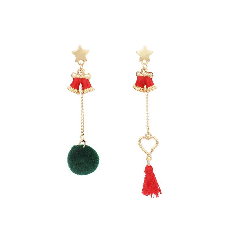 

European and American accessories asymmetrical plush fringed Christmas earrings ins personalized hairball retro earrings