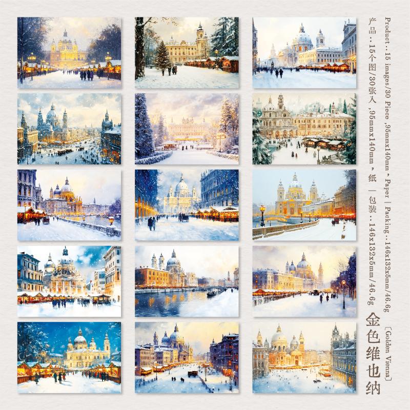 Journal GO 30sheets Winter Theme Material Paper for Collage Junk Journal Scrapbooking diy Winter City decor Background Paper
