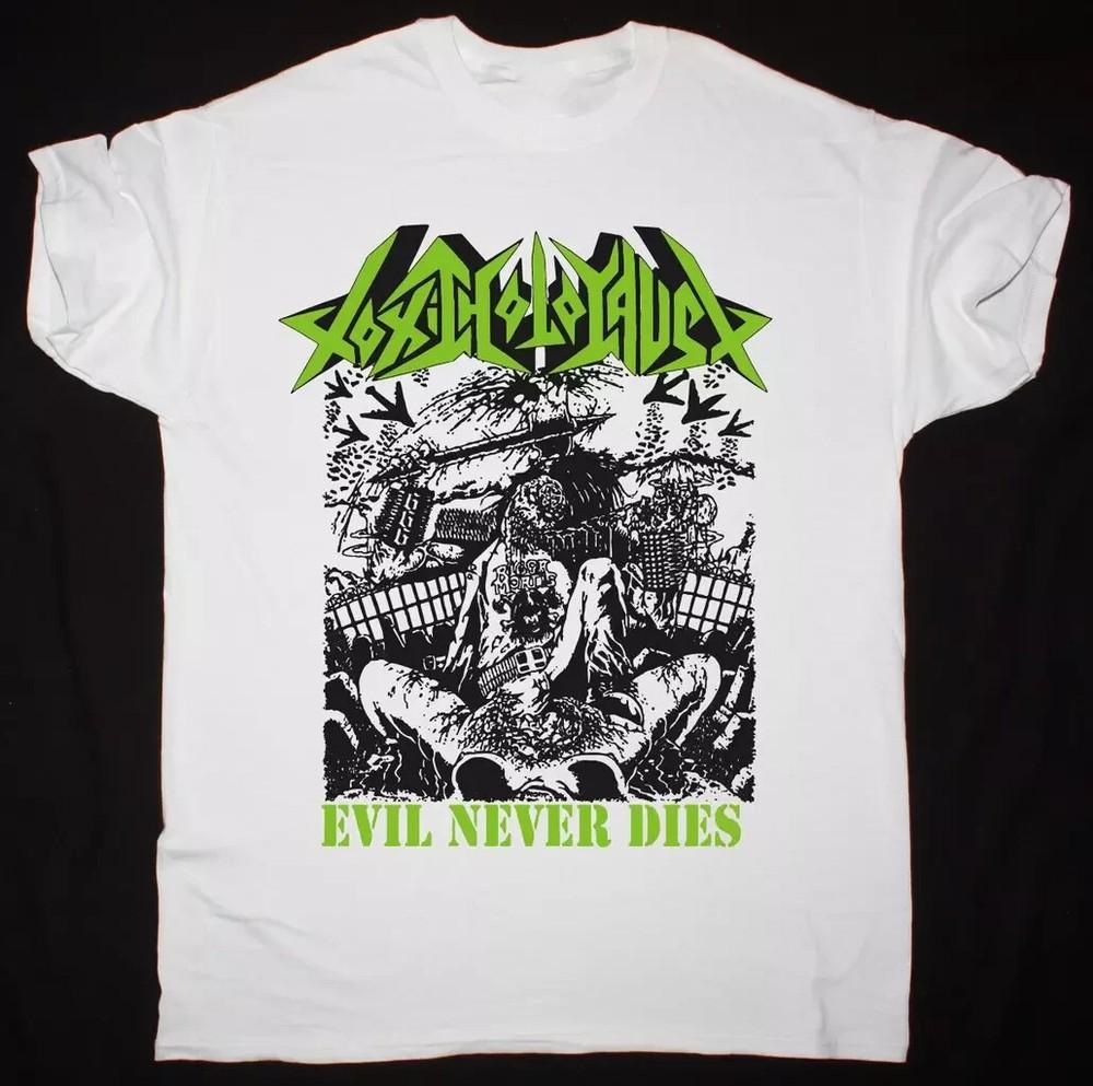 TOXIC HOLOCAUST EVIL NEVER DIES T-Shirt Short Sleeve White Cotton  Size S-4XL Unisex T-Shirt M