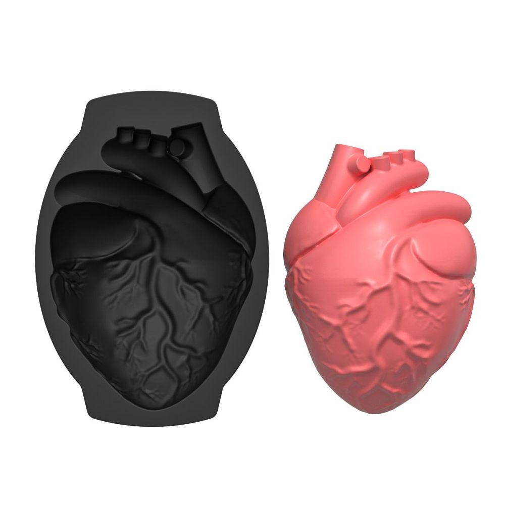 Silicone Heart Mold Human Brain Cake Mold Large Volume with Support Base Thicken Organs Mould Halloween Candy Chocolate Pudding