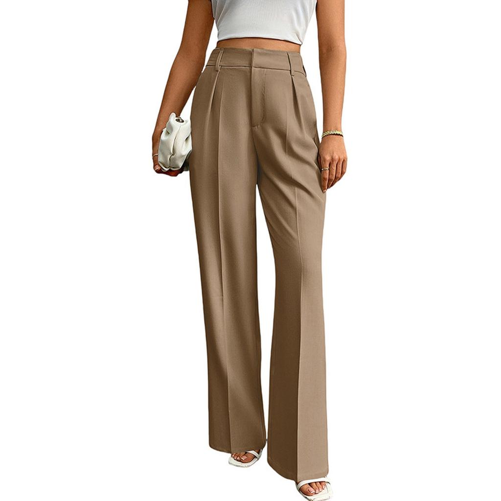 Women's Casual Business High-Waisted Loose Straight Wide-Leg Suit Pants