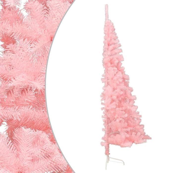 VidaXL Demi sapin de Noël artificiel avec support Rose 240 cm PVC 344674