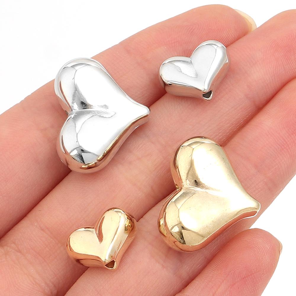 20-30pcs CCB Heart Beads Plastic Loose Spacer Beads For Jewelry Making DIY Necklace Bracelet Earring Phone Key Chain Accessories