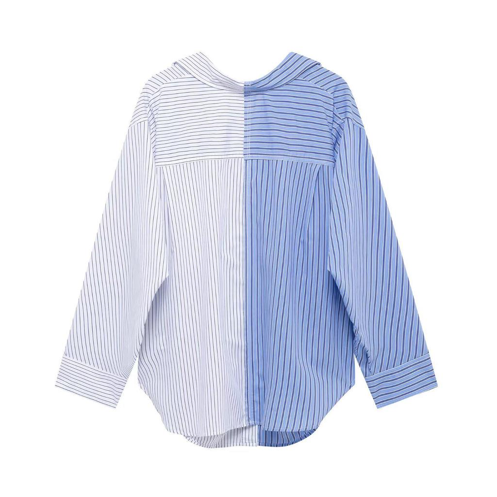 Women's Spring 2025 Fashion: Striped Long-Sleeve Single-Breasted Shirt