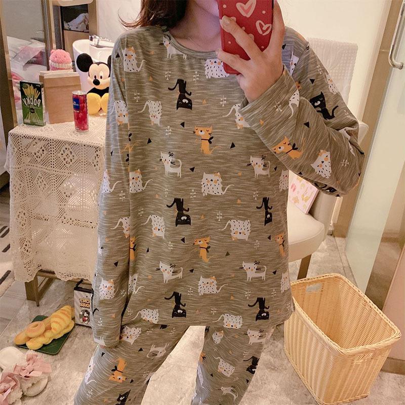 Cartoon Women Fashion Pajamas Set Girl Autumn Sleepwear Pijama Long Women Pyjamas Kawaii Suit Female Clothing Set Nightwear