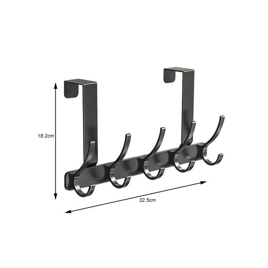 Over Door Hook with 5/6/7 Hooks Punch Free Removable Heavy Duty Carbon Steel Door Back Mount Hanging Coat Towel Bag Hat Scarf Organizer Rack Hanger