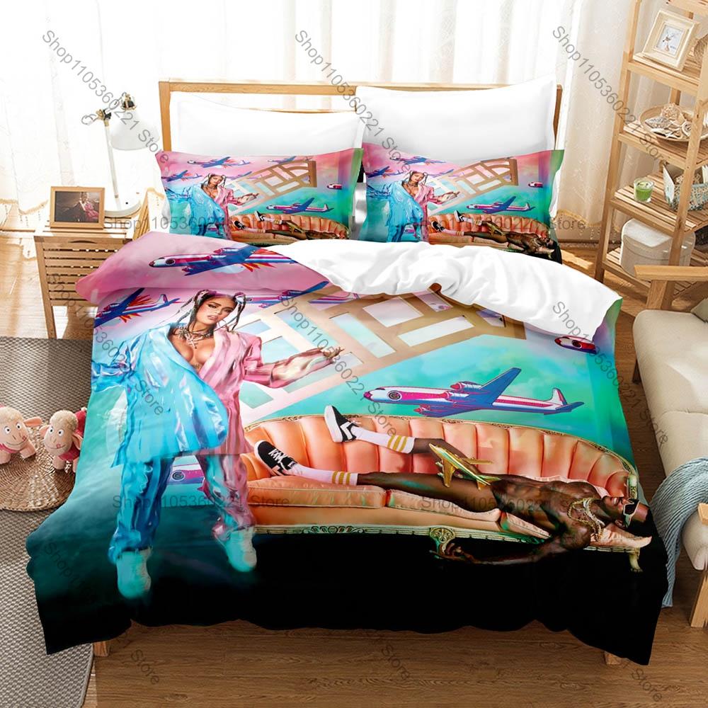 Colombian Reggaeton Icon Karol G Mañana Será Bonito Pink Angel Bichota Album Collage Bedding Set 1 Duvet Cover + 2 Pillowcases