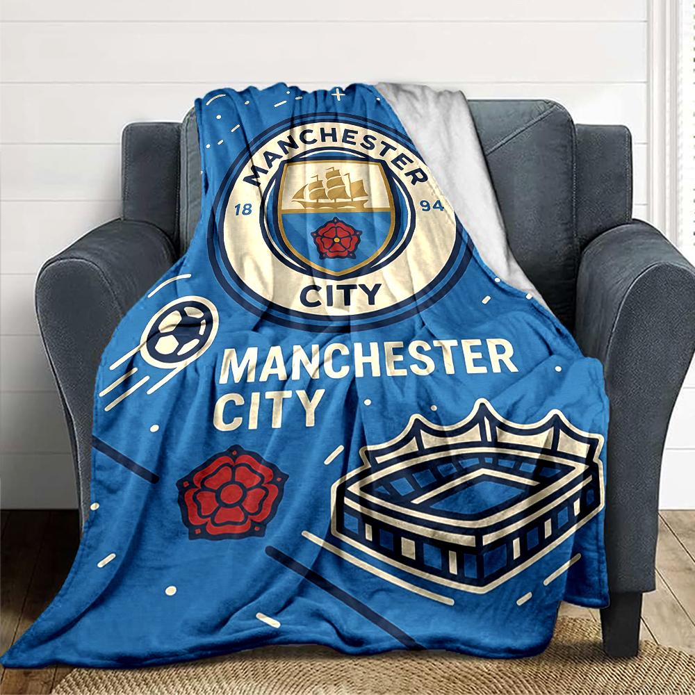 Manchester City Wappen Decken Flanell Bedruckt Atmungsaktiv Warm Überwurf für Zuhause Büro Bettwäsche 0708a21