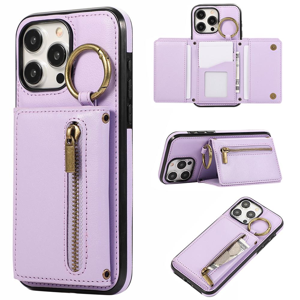 Ring Zipper Wallet Multi Card Flip Leather Case for iPhone 15 14 13 12 11 Pro Max XS MAX XR for Samsung S24 S23 S22 S21 S20 Ultra Plus A14 A13 A53 A54