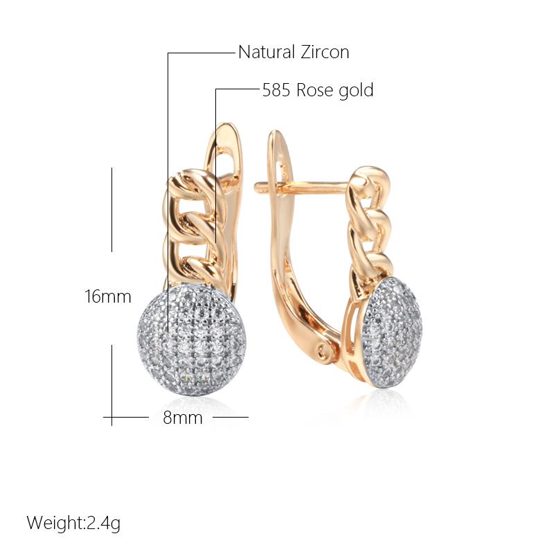 New Arrivals Micro-Wax Inlay Natural Zircon Earrings  Rose Gold Color Fashion Women Wedding Jewelry Round Earrings