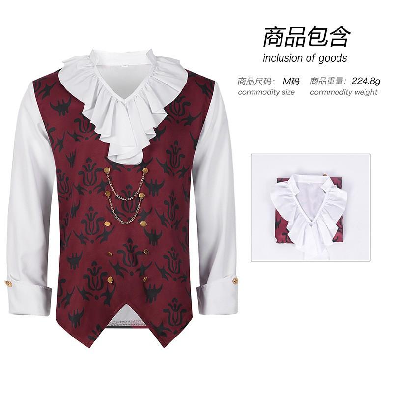 Halloween Royal Cloak With Shoulder Pads Medieval Vintage Beads Gear Chain Hooded Costume Stage Performance