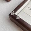 S999 Sterling Silver Four-Prong Zircon Stud Earrings - Luxurious High-Shine Piercing Jewelry