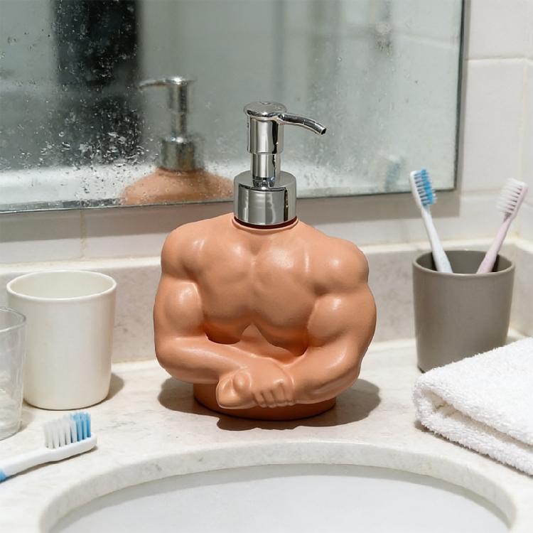 Wide Mouth Soap Dispenser Liquid Soap Container Muscular Man Design Press Pump Holder for Lotion Shampoo Body Wash