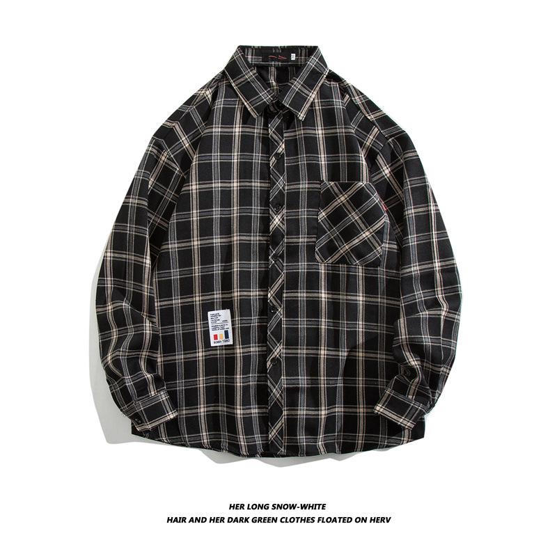 

Мужская ретро клетчатая рубашка с длинным рукавом свободного кроя в стиле кэжуал для весны и осени XL