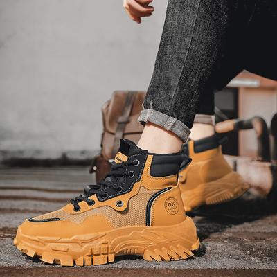 Herrenstiefel Lederschuhe Plateaustiefel für Herren Outdoor-Sneaker Motorrad-Knöchelstiefel Herren-Arbeitsstiefel Lässige Wanderschuhe