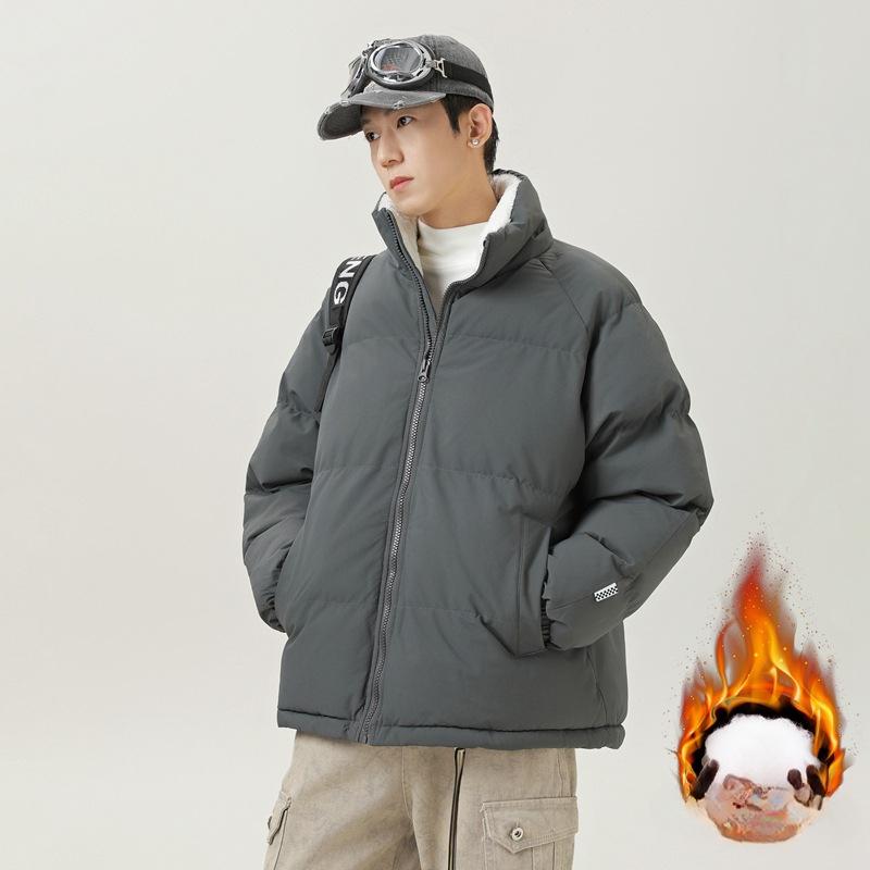 New Cotton Clothes Men's Stand-up Collar Trendy Hooded Trendy Brand Bread Clothes Thickened Warm Cotton Clothes Couple Loose Coat
