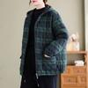 Dámské podzimní zimní kostkované retro parky s kapucí design ležérní vatované bundy