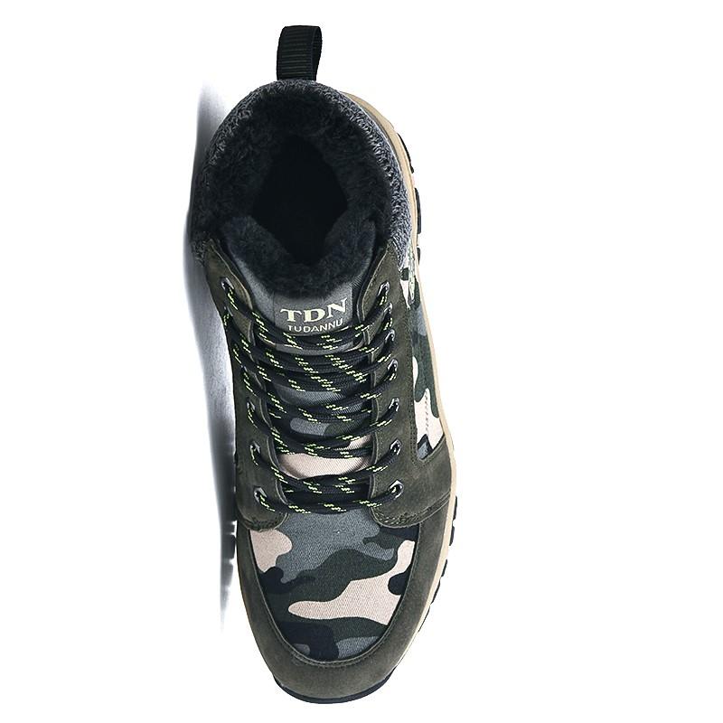 MCTIN Couples Cotton Shoes for Women Camouflage Winter Plush Warm High Tops Shoes Man's Non Slip Snow Boots