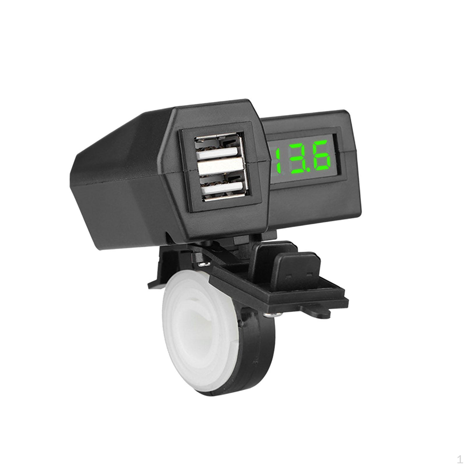 

Мотоциклетное зарядное устройство для мобильного телефона с защитой от пыли USB с двумя портами, быстрое Green Handle Install