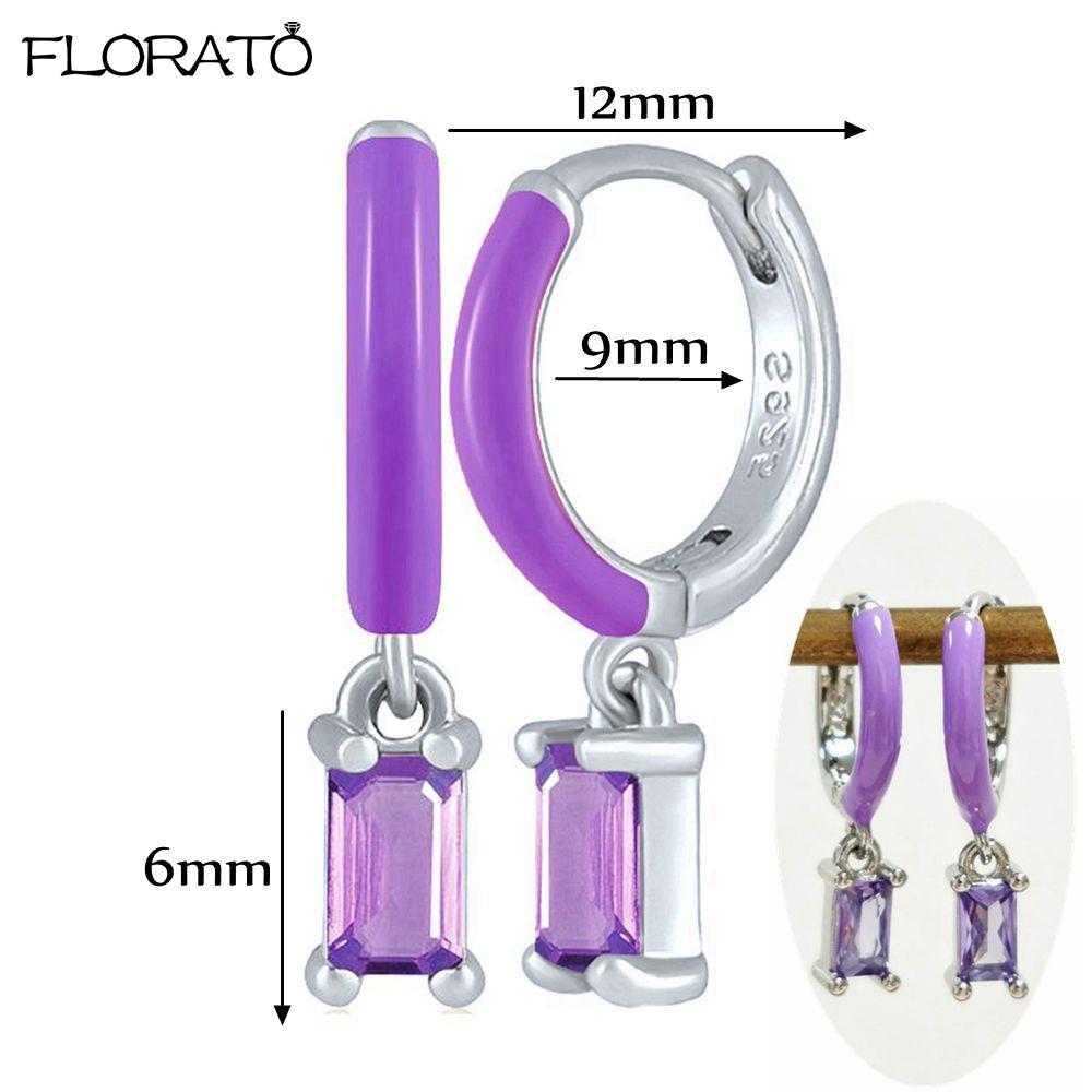 925 Silver Needle Elegant Purple Earrings Exquisite Small Hoop Earrings for Women Fashion Puncture Jewelry Accessories