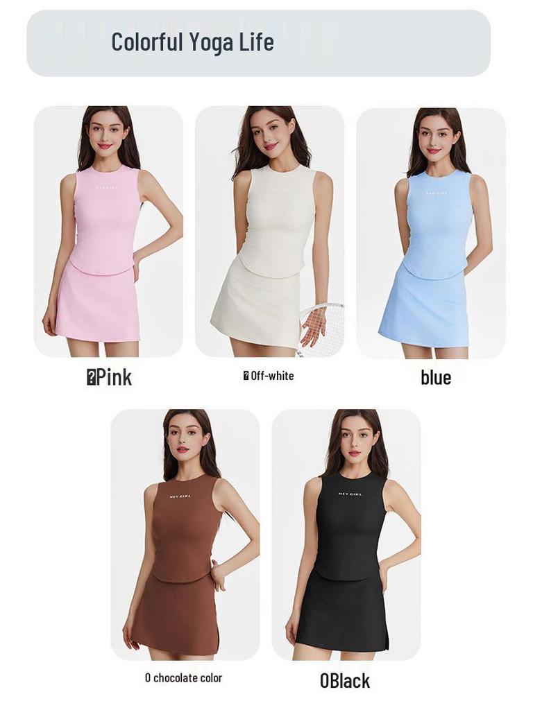 2025 Trendy Women's Sportswear Set: Summer Slimming Vest & High Waist Pocketed Skirt