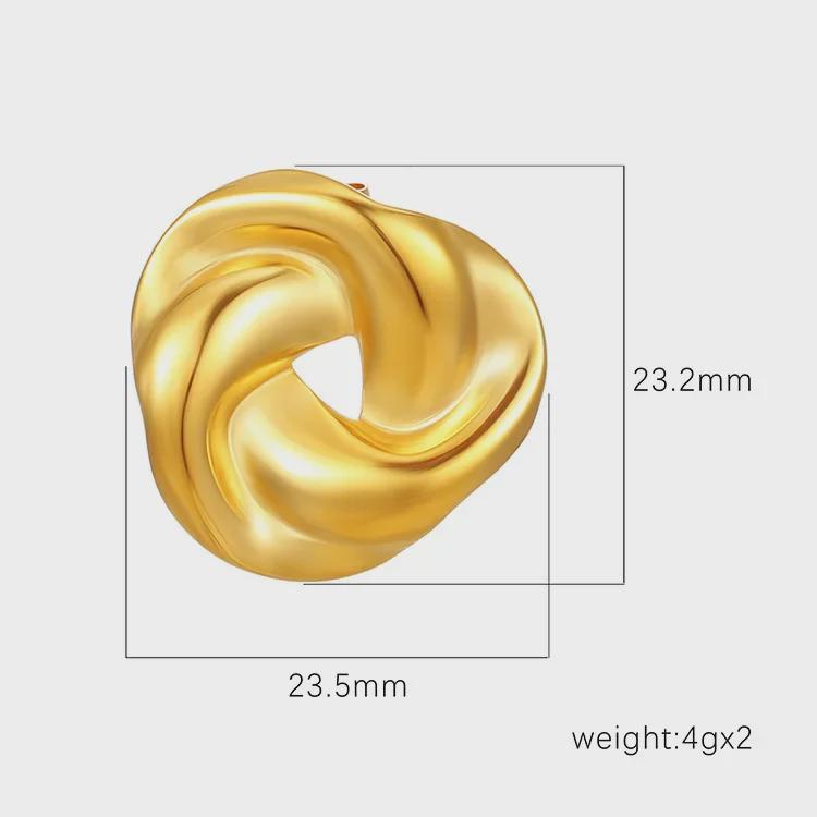 Cercei din Oțel Inoxidabil Răsucit Irregular Placat cu Aur de 18K pentru Femei - Tendință de Modă Europeană și Americană