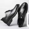 New Men Lace Up Dress Shoes Increase 8cm Cow Leather Breathable Invisible Heightening Shoes Business Casual Soft Men Derby Shoes