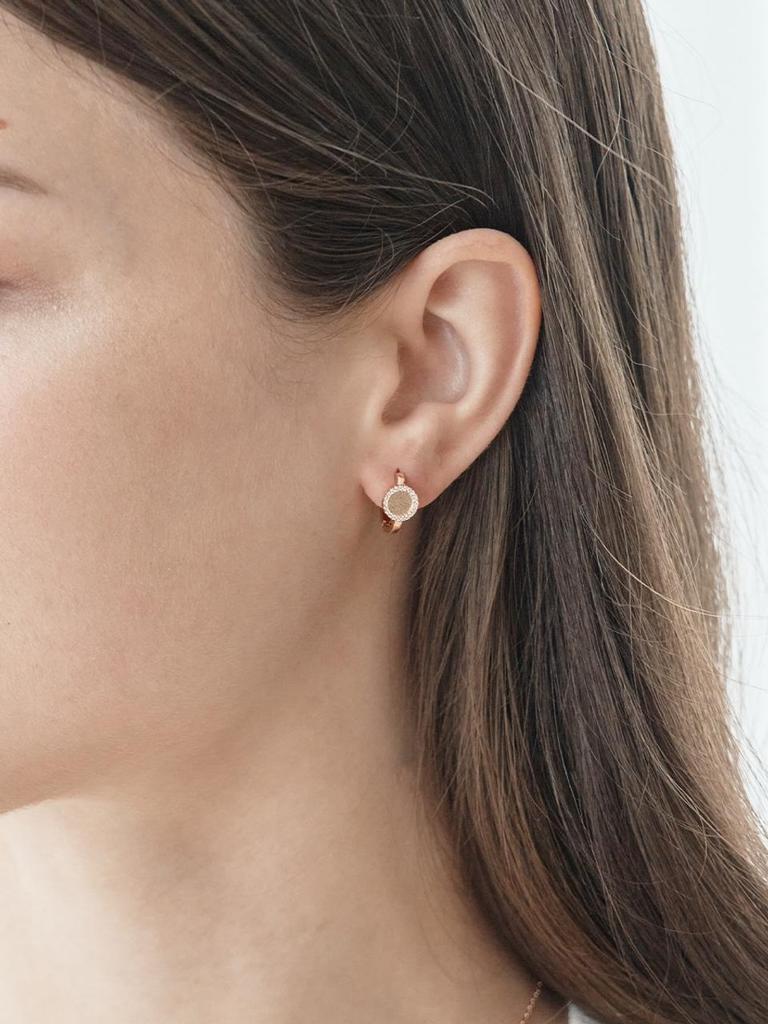 14K Circle Cubic One-Touch Earrings (Gold Filled) C24EGF187